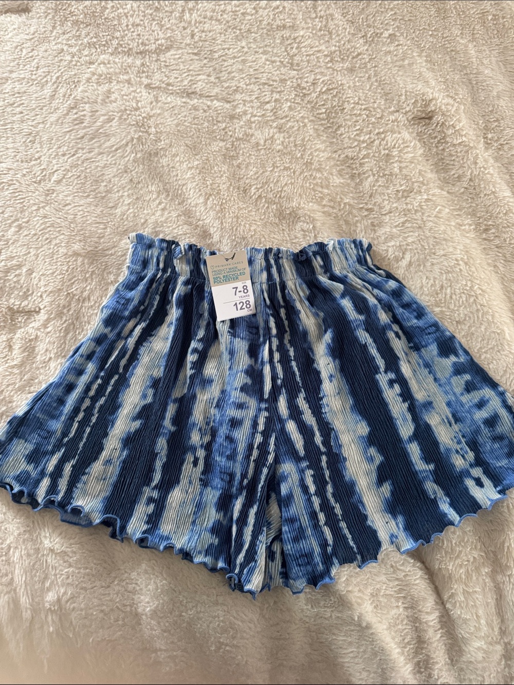 Primark Blue and White Tie-Dye High Waisted Shorts
